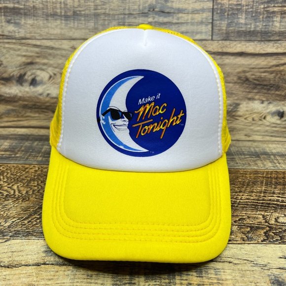 McDonalds Mens Trucker Hat Yellow Snapback Big Mac Tonight Advertisement Cap - Picture 2 of 9